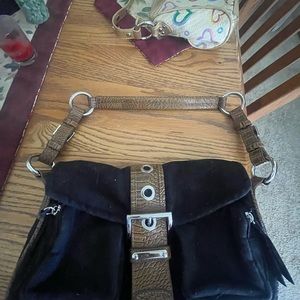 EUC Cute little leather and Felt Hand bag